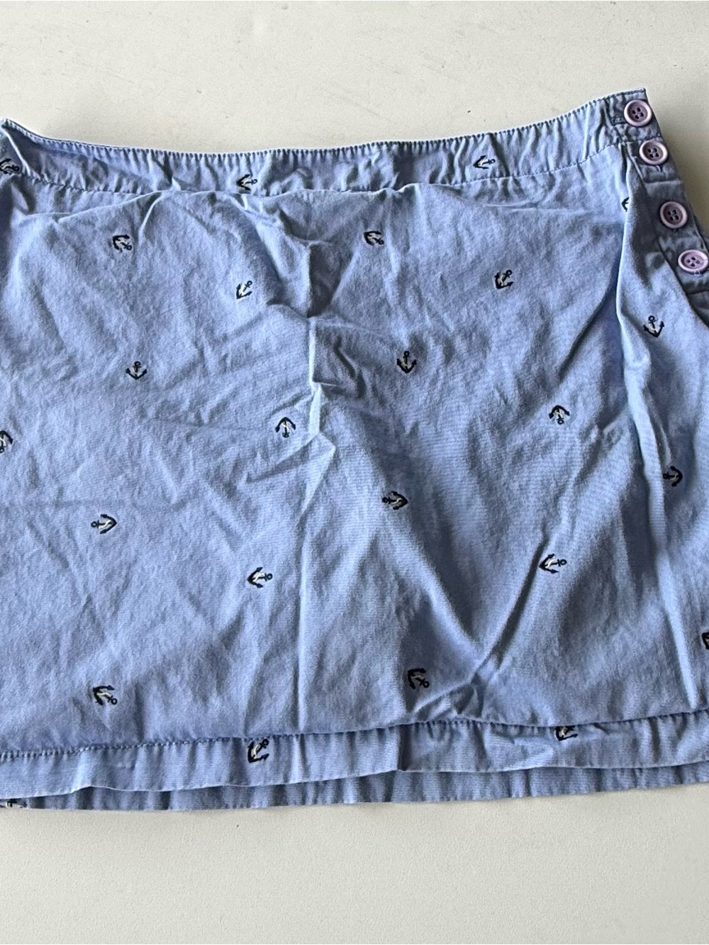 Liz Claiborne Light Blue Anchor-Print Skort with Side Button Detail